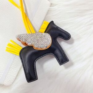 Pegasus Horse Bag Charm with Rhinestone Paved Bling Wing